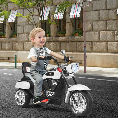 6V 3 Wheel Kids Motorcycle, White