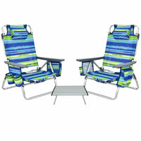 Thumbnail for 2 Packs 5-Position Outdoor Folding Backpack Beach Table Chair Reclining Chair Set - Gallery View 1 of 12