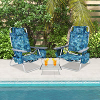 Thumbnail for 2 Packs 5-Position Outdoor Folding Backpack Beach Table Chair Reclining Chair Set - Gallery View 2 of 13
