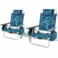 Thumbnail for 2 Packs 5-Position Outdoor Folding Backpack Beach Table Chair Reclining Chair Set - Gallery View 4 of 13