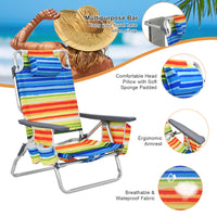 Thumbnail for 2 Packs 5-Position Outdoor Folding Backpack Beach Table Chair Reclining Chair Set - Gallery View 10 of 13