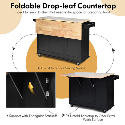Falling Leaf Kitchen Island Trolley Cart Wood Storage Cabinet, Black Kitchen Islands & Carts at Gallery Canada