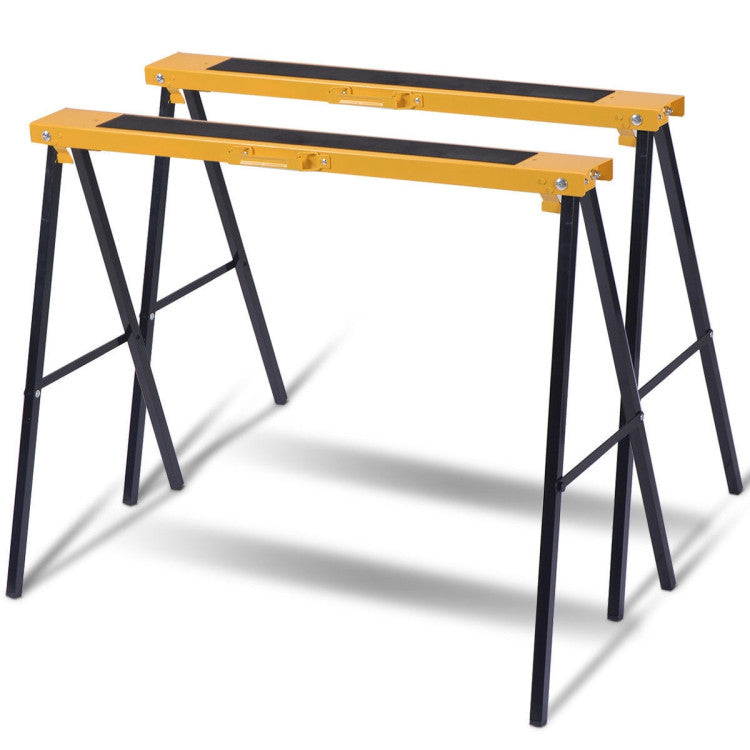 2 Pack Heavy Duty Sawhorse with Steel Folding Legs, Yellow Garages at Gallery Canada