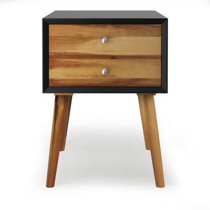 Mid-Century Wooden Multipurpose End Table with 2 Storage Drawers, Black Nightstands at Gallery Canada