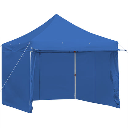 10x10 Feet Pop-Up Gazebo, 5 Removable Zippered Sidewalls, Extended Awning, Blue Canopies Blue at Gallery Canada