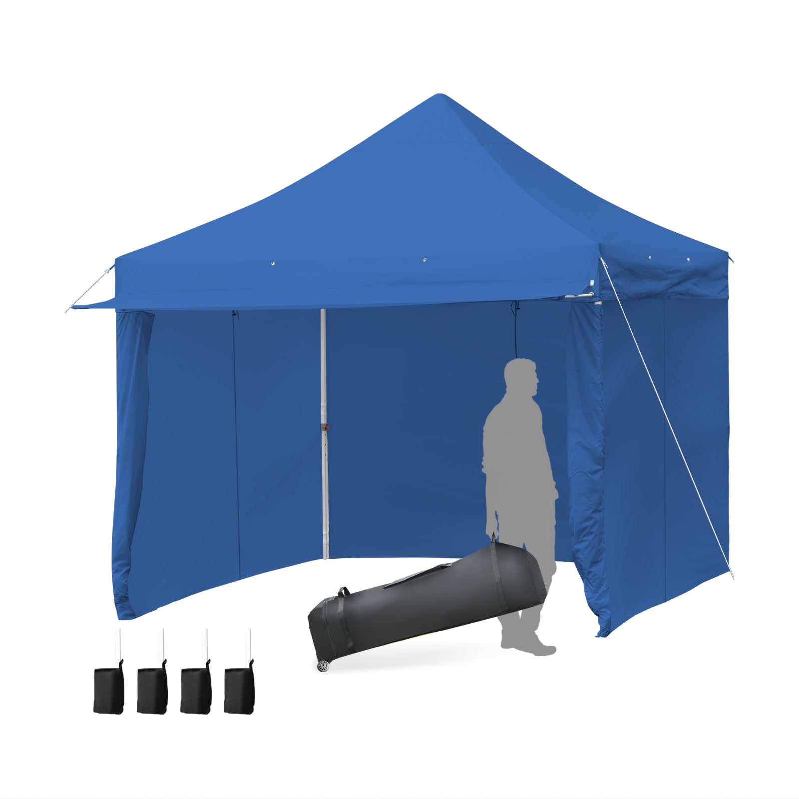 10 x 10 Feet Pop-up Gazebo with 5 Removable Zippered Sidewalls and Extended Awning, Blue Canopies at Gallery Canada