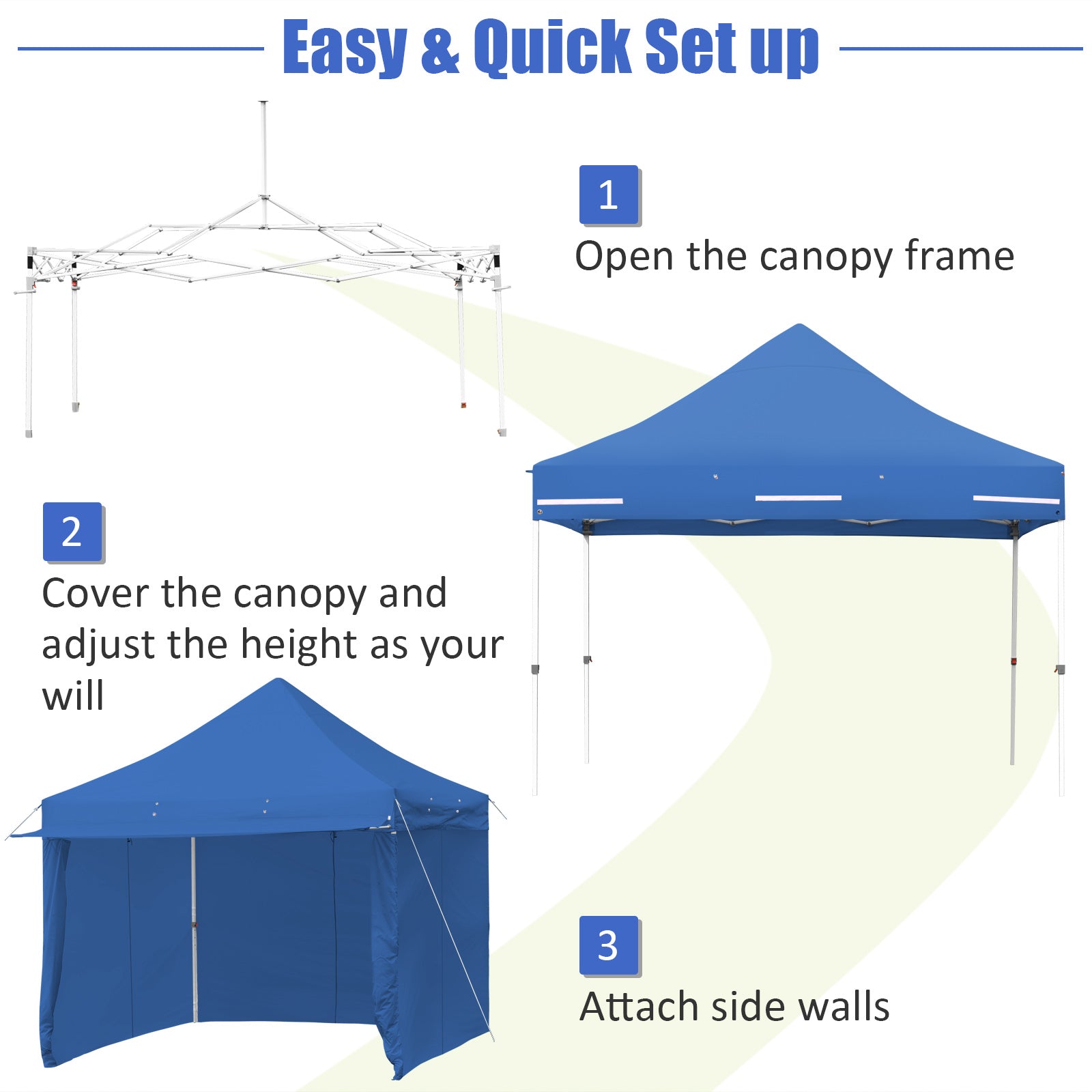 10 x 10 Feet Pop-up Gazebo with 5 Removable Zippered Sidewalls and Extended Awning, Blue Canopies at Gallery Canada