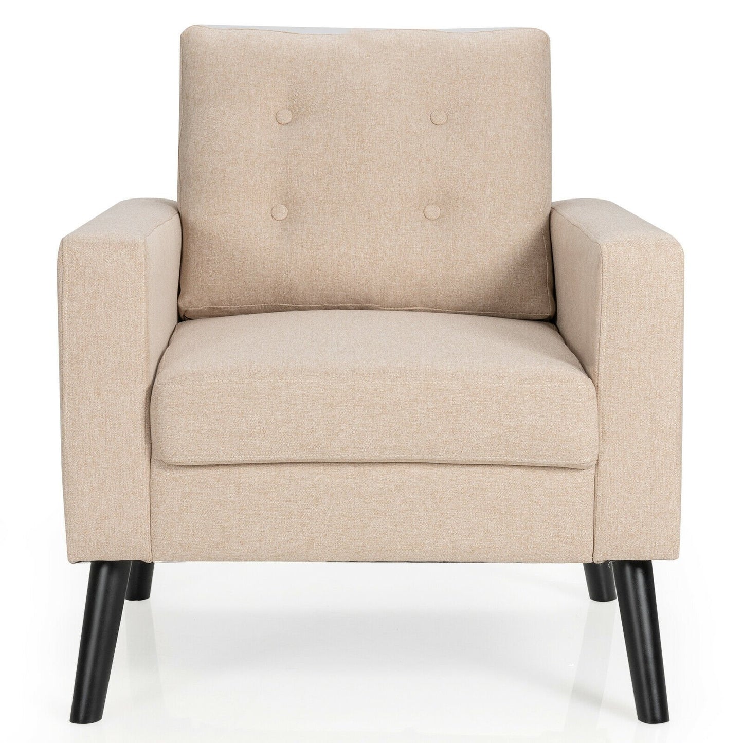 Modern Tufted Accent Chair w/ Rubber Wood Legs, Beige - Gallery Canada