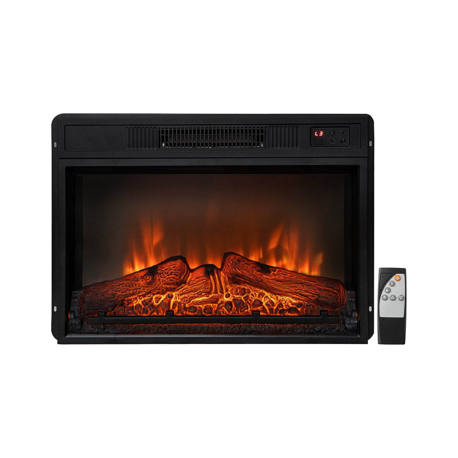 18/23 Inch Electric Fireplace Insert, Adjustable LED Flame, 23 Inches, Black Fireplaces Black at Gallery Canada