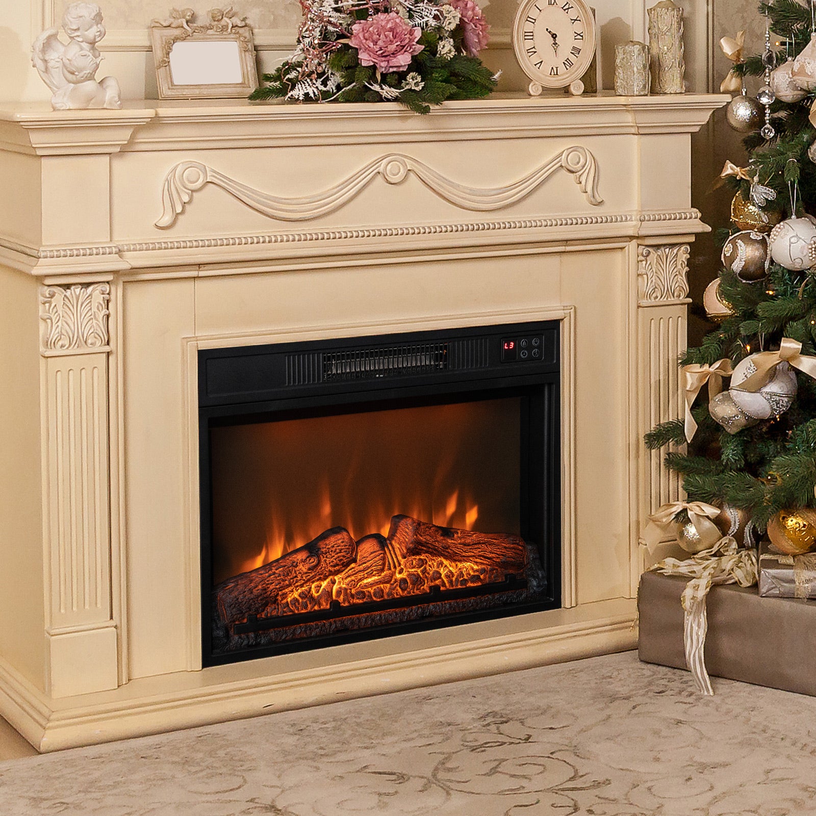 18/23 Inch Electric Fireplace Insert, Adjustable LED Flame, 23 Inches, Black Fireplaces at Gallery Canada