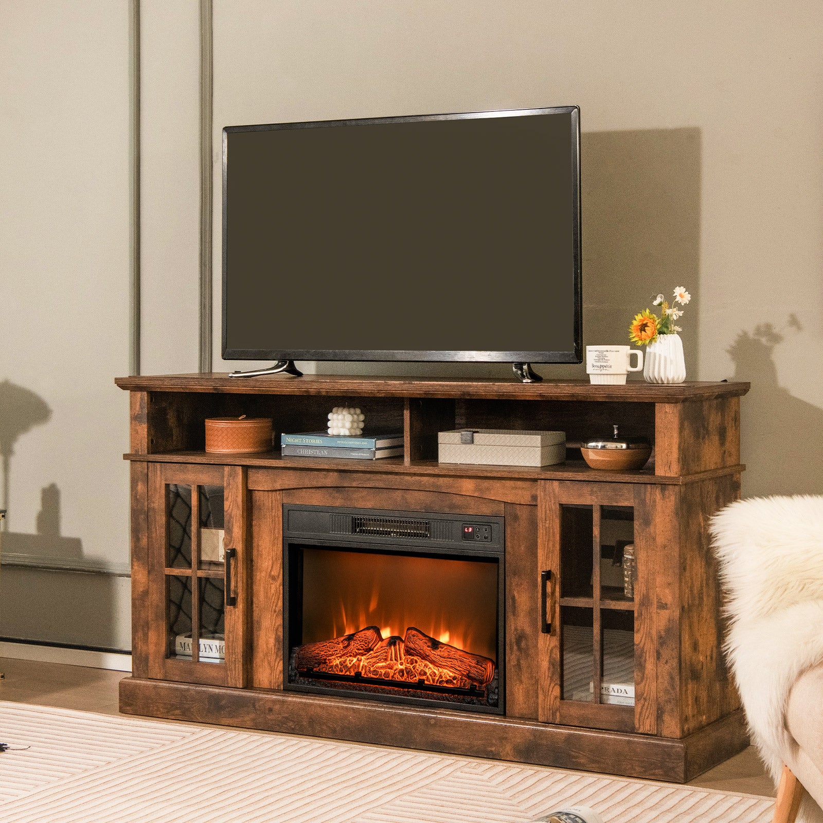 18/23 Inch Electric Fireplace Insert, Adjustable LED Flame, 23 Inches, Black Fireplaces at Gallery Canada