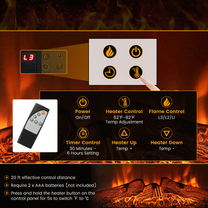 18/23 Inch Electric Fireplace Insert, Adjustable LED Flame, 23 Inches, Black Fireplaces at Gallery Canada