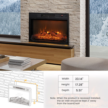 18/23 Inch Electric Fireplace Insert, Adjustable LED Flame, 23 Inches, Black Fireplaces at Gallery Canada