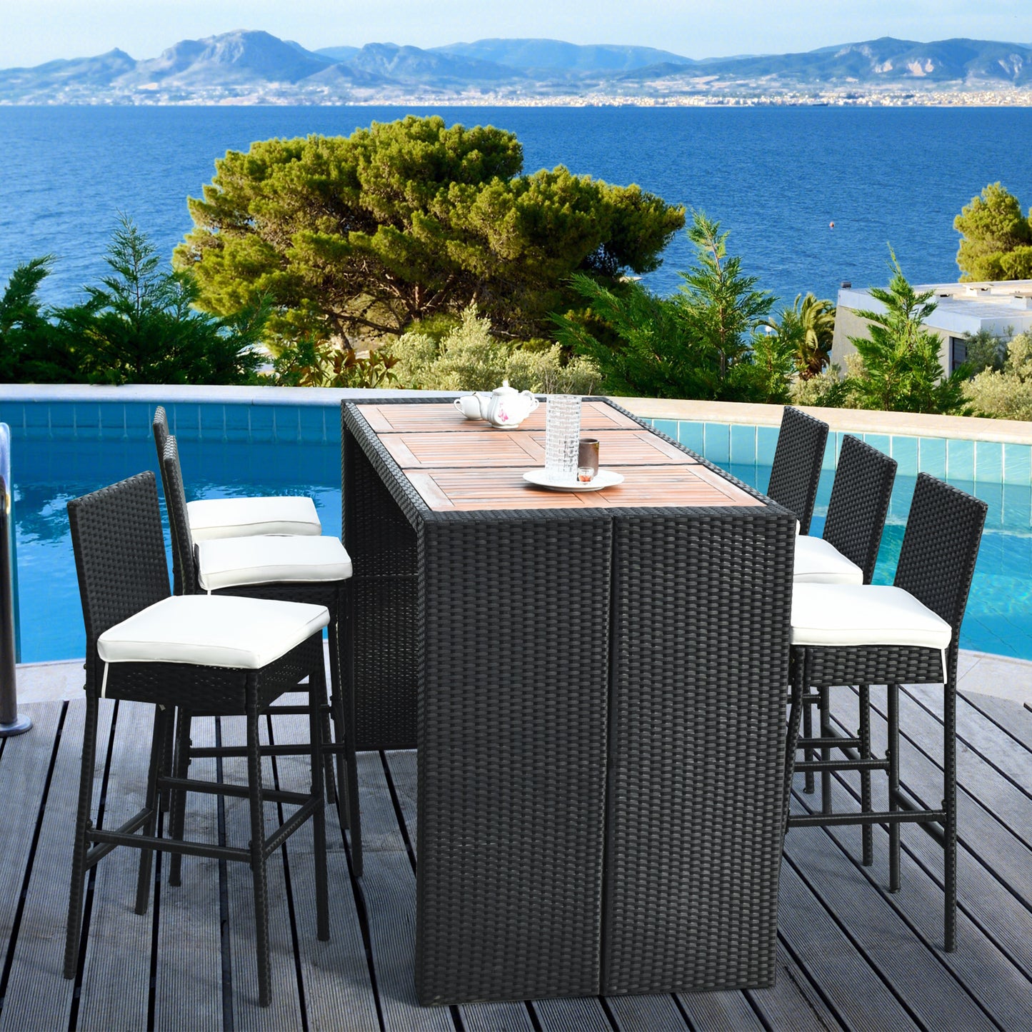 7-Piece Patio Rattan Wicker Dining Furniture Set Patio Bar Furniture at Gallery Canada