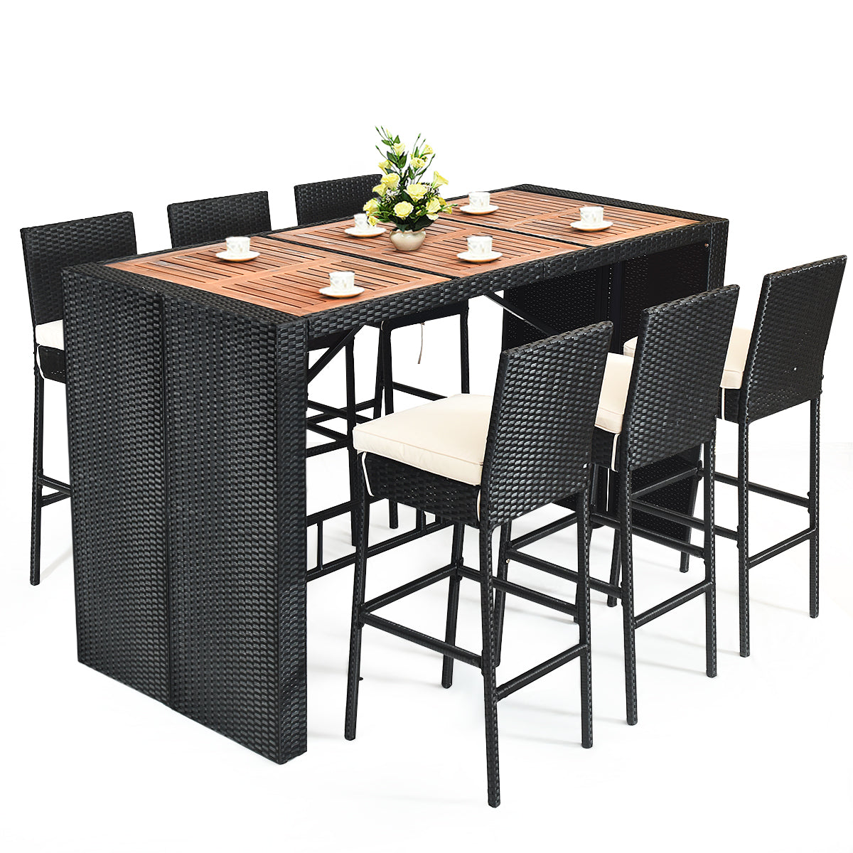 7-Piece Patio Rattan Wicker Dining Furniture Set Patio Bar Furniture Options at Gallery Canada