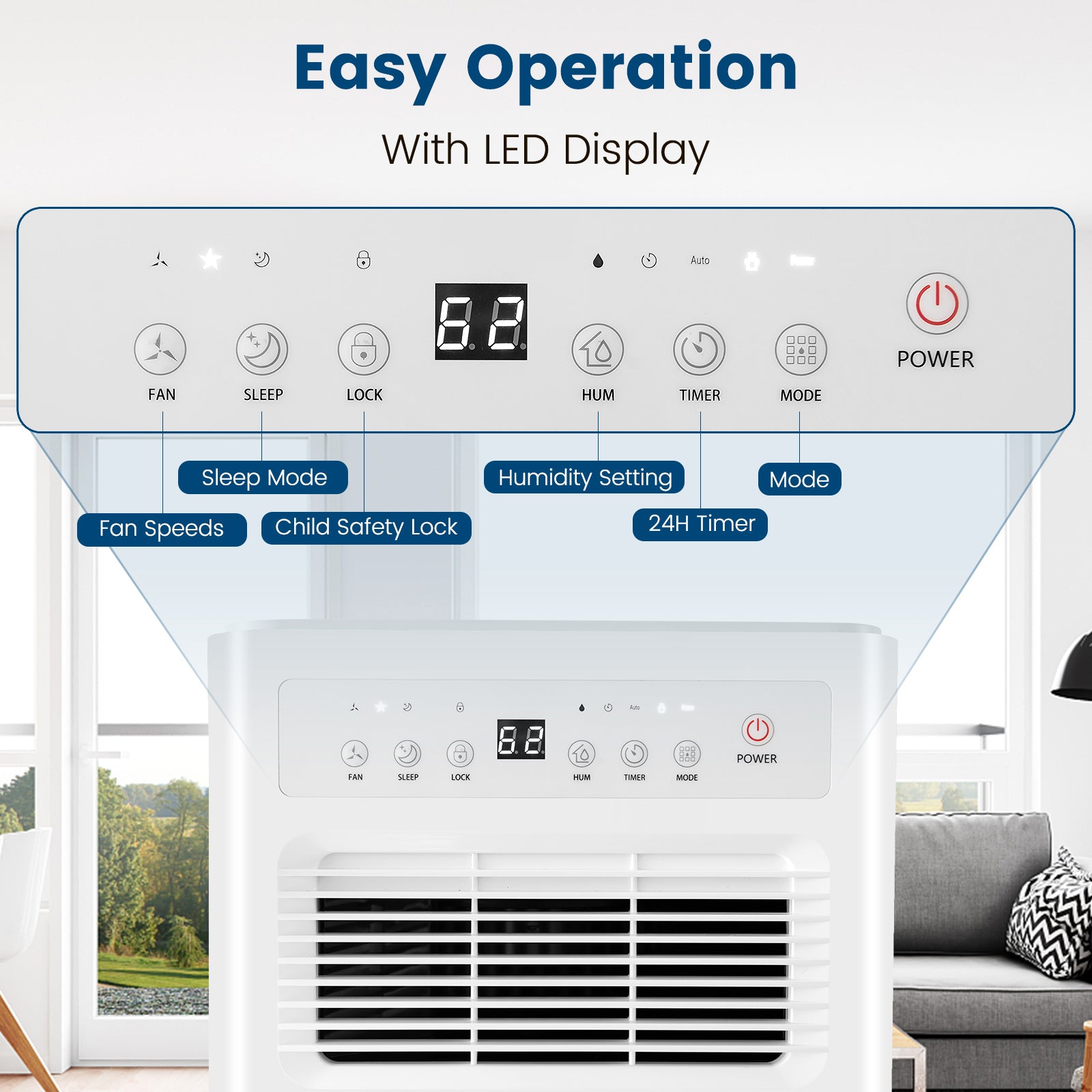 32 Pints/Day Portable Quiet Dehumidifier, For Rooms Up To 2500 Sq. Ft, Blue Dehumidifiers at Gallery Canada