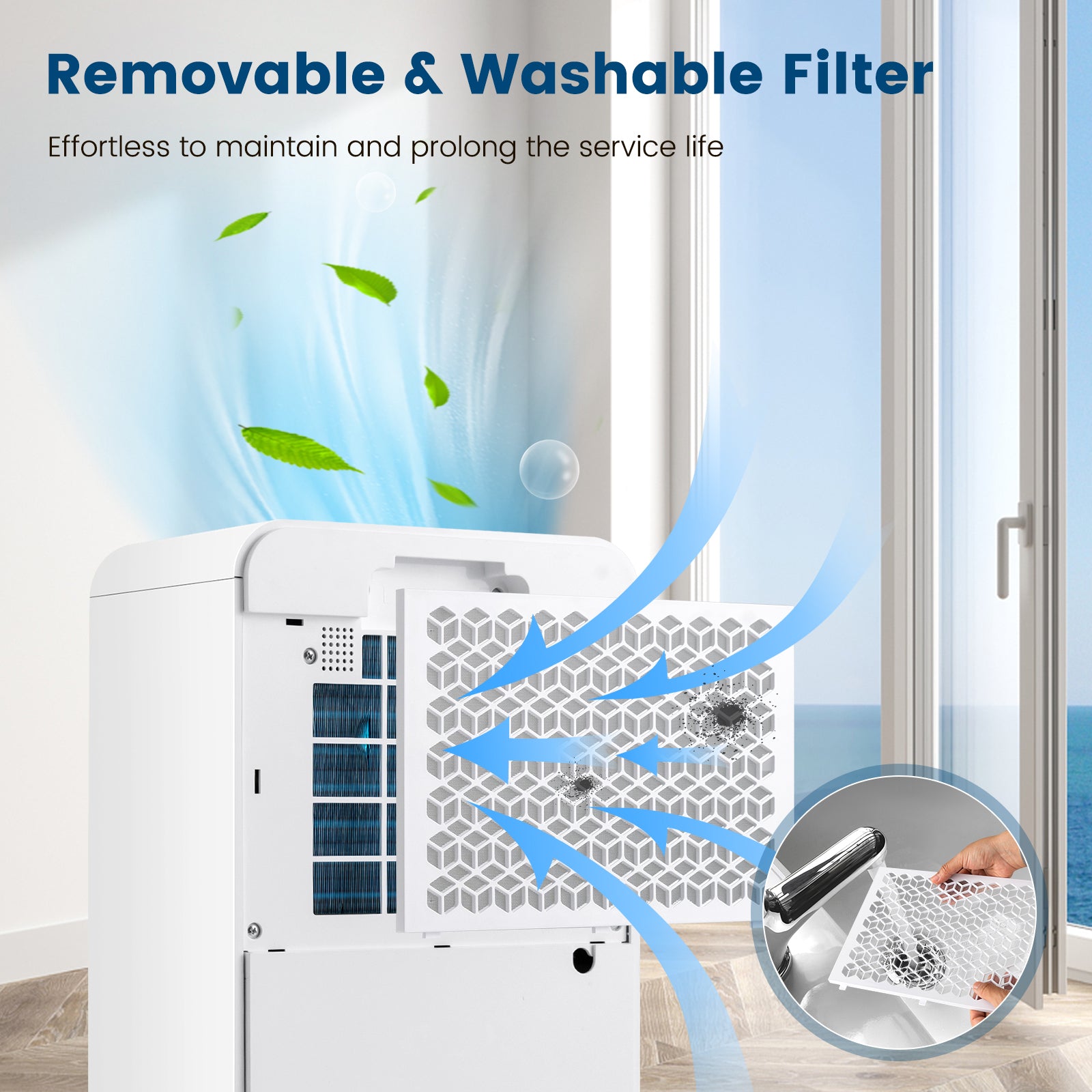 32 Pints/Day Portable Quiet Dehumidifier, For Rooms Up To 2500 Sq. Ft, Blue Dehumidifiers at Gallery Canada