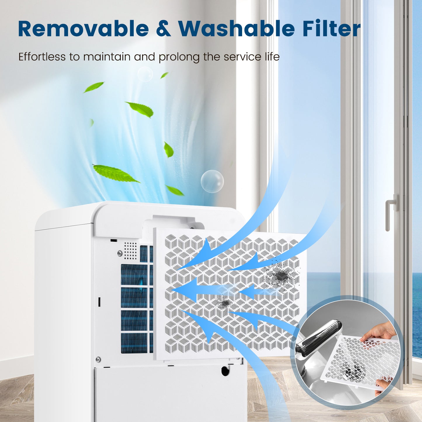 32 Pints/Day Portable Quiet Dehumidifier, For Rooms Up To 2500 Sq. Ft, Blue Dehumidifiers at Gallery Canada