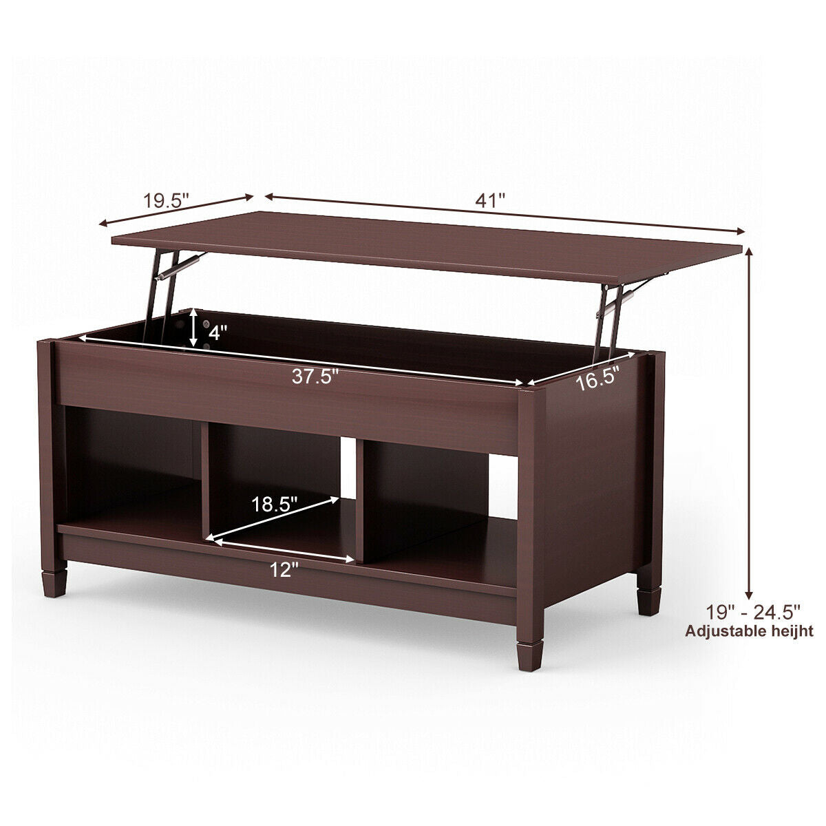 Lift Top Coffee Table with Hidden Storage Compartment, Coffee Coffee Tables at Gallery Canada