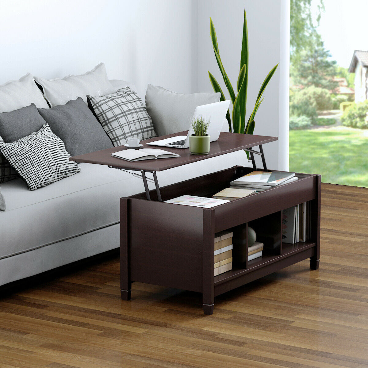 Lift Top Coffee Table with Hidden Storage Compartment, Coffee Coffee Tables at Gallery Canada