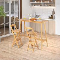 Thumbnail for 24 Inch Set of 2 Bamboo Folding Barstools with Footrests and Handles - Gallery View 2 of 8