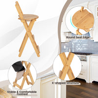 Thumbnail for 24 Inch Set of 2 Bamboo Folding Barstools with Footrests and Handles - Gallery View 8 of 8