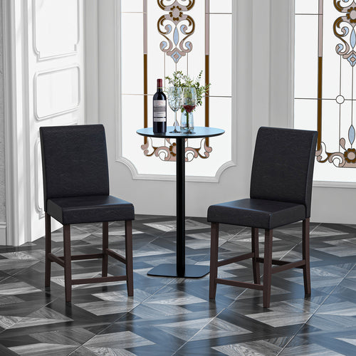 25 Inch Counter Height Set of 2 Bar Stools, Black