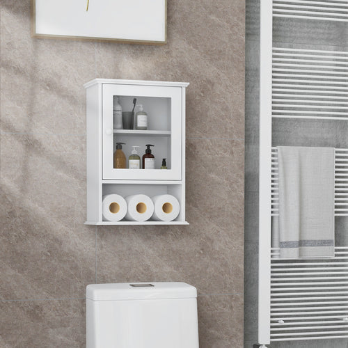 Bathroom Wall Mounted Adjustable Hanging Storage Medicine Cabinet, White