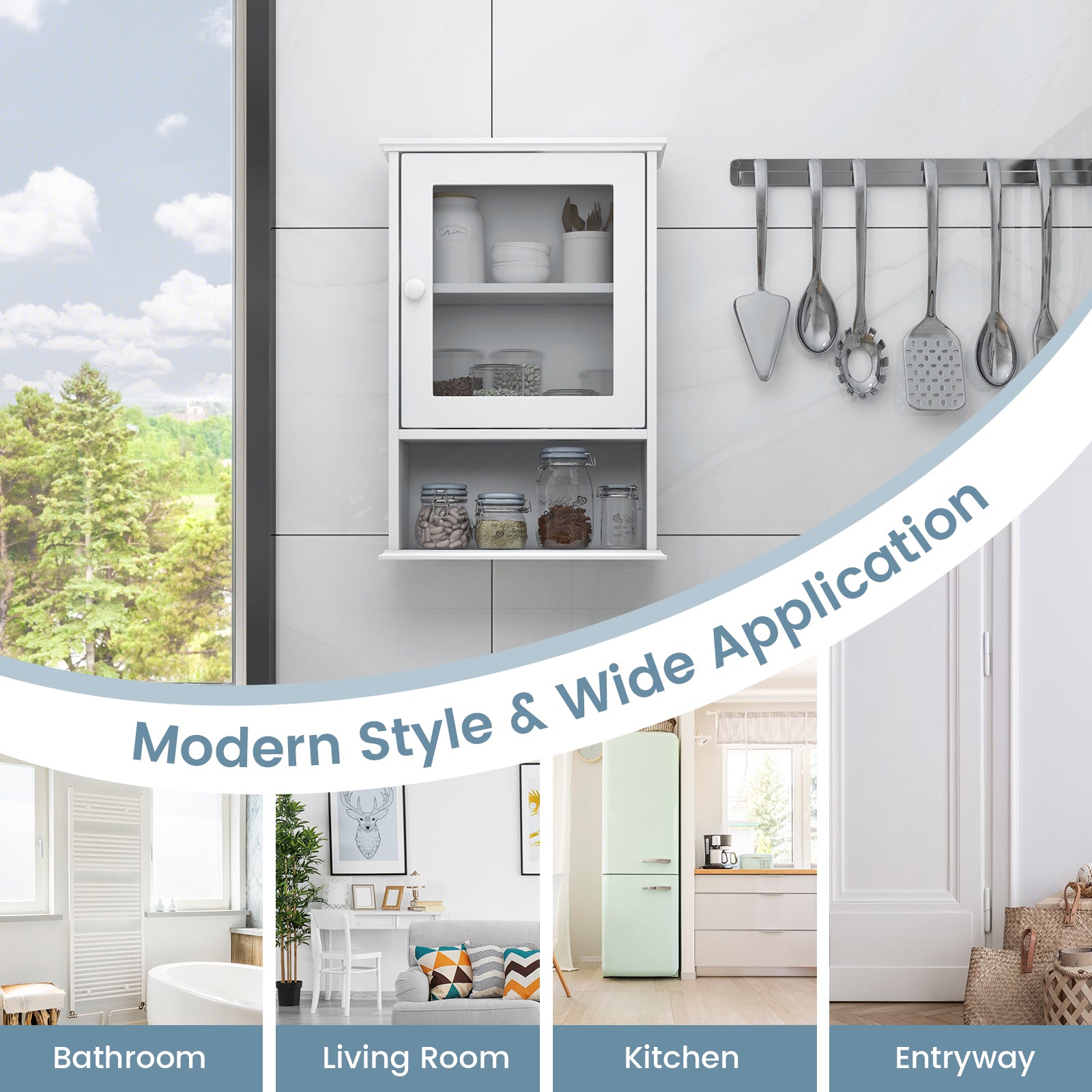 Bathroom Wall Mounted Adjustable Hanging Storage Medicine Cabinet, White Wall Cabinets at Gallery Canada