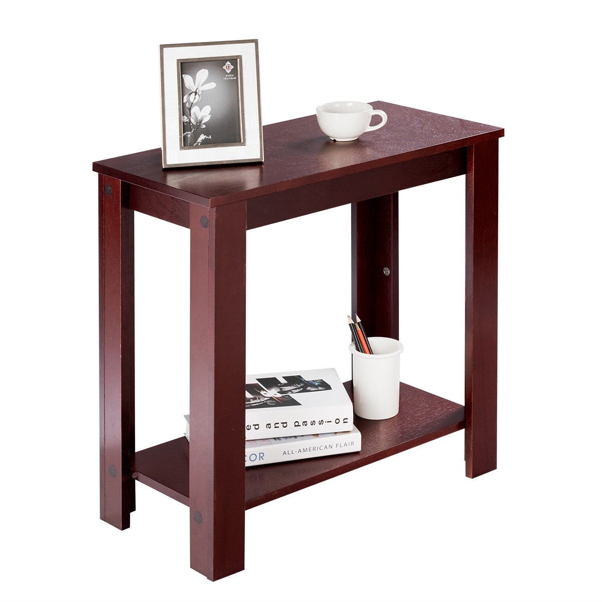 2-Tier Modern Compact End Table with Storage Shelf, Espresso End & Side Tables at Gallery Canada