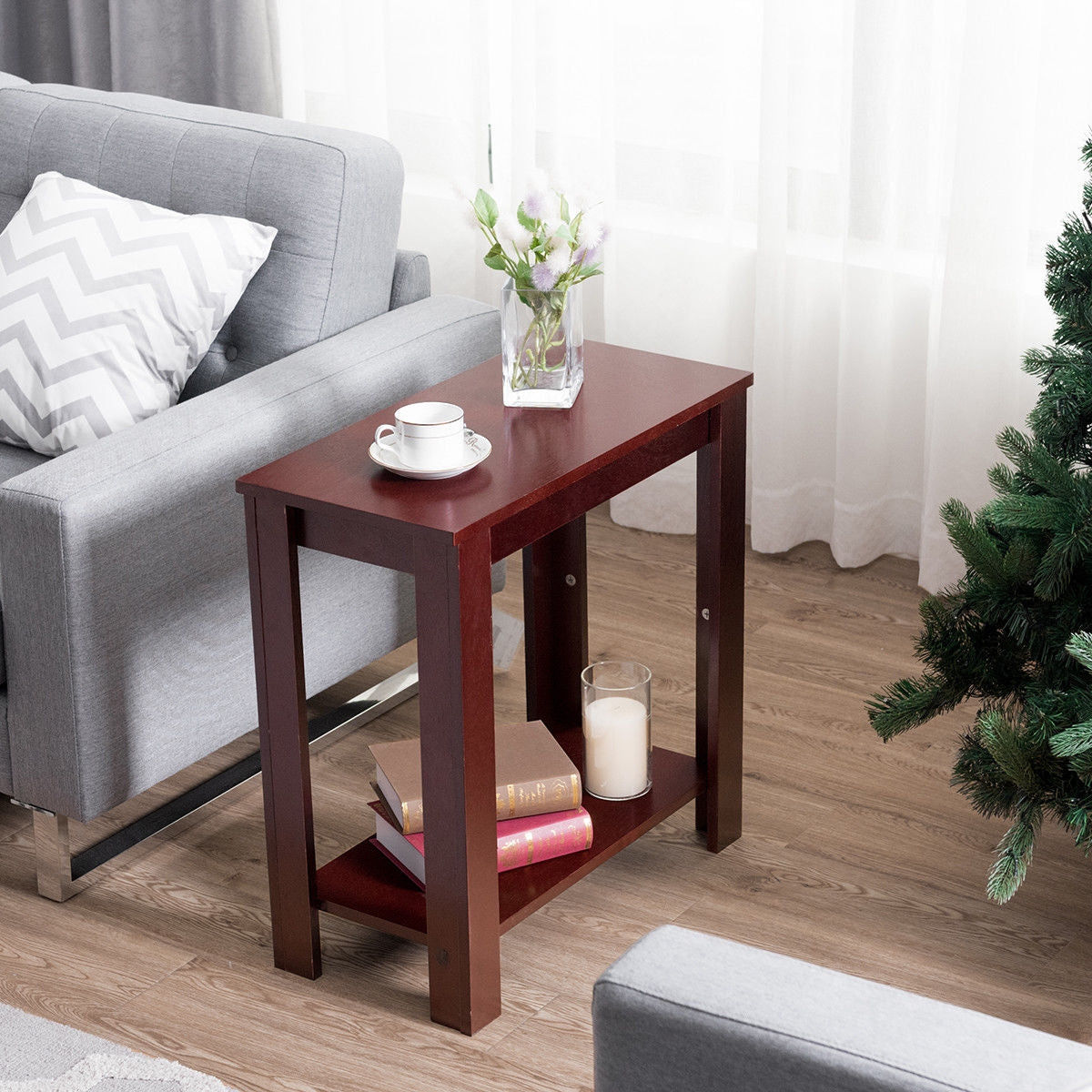 2-Tier Modern Compact End Table with Storage Shelf, Espresso End & Side Tables at Gallery Canada