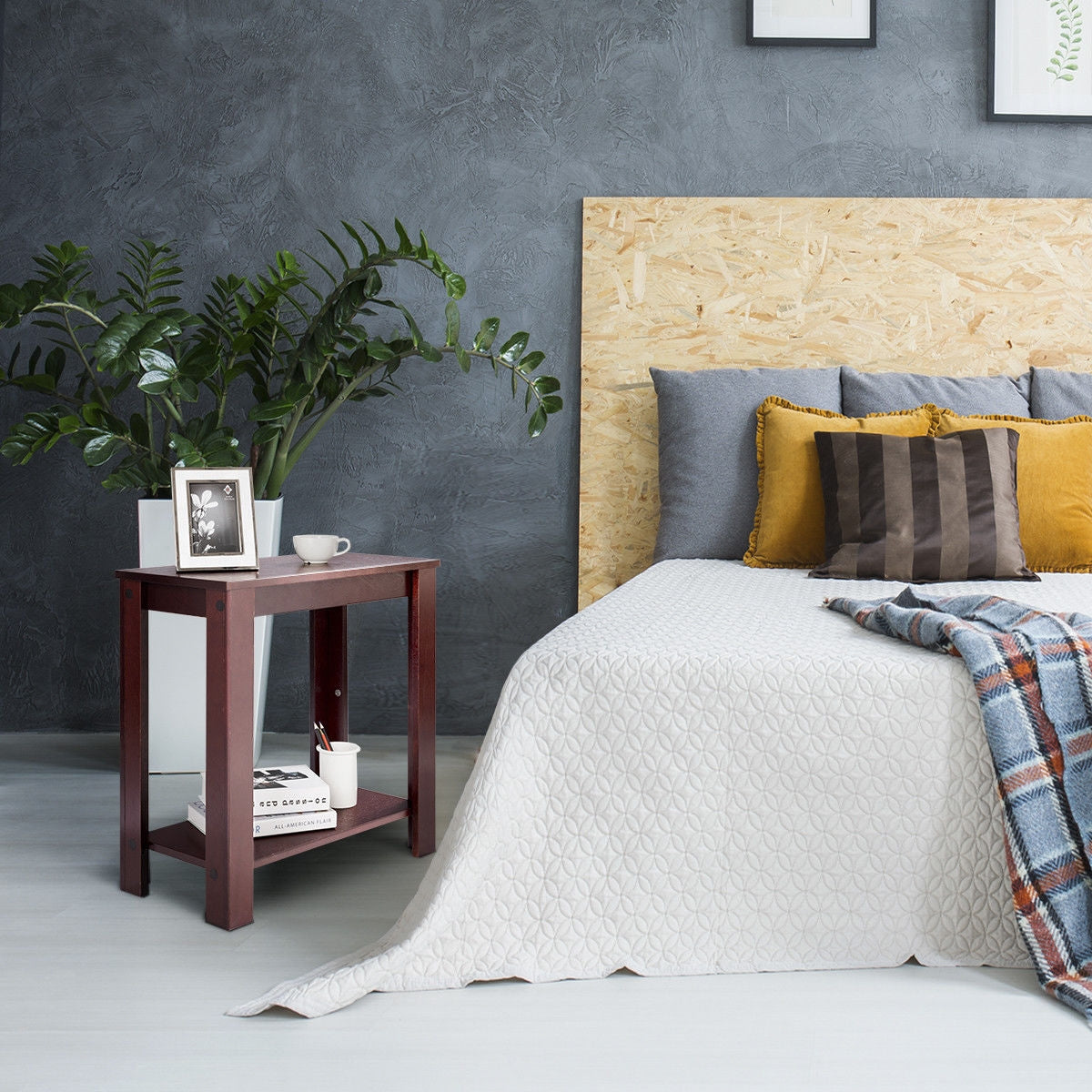 2-Tier Modern Compact End Table with Storage Shelf, Espresso End & Side Tables at Gallery Canada