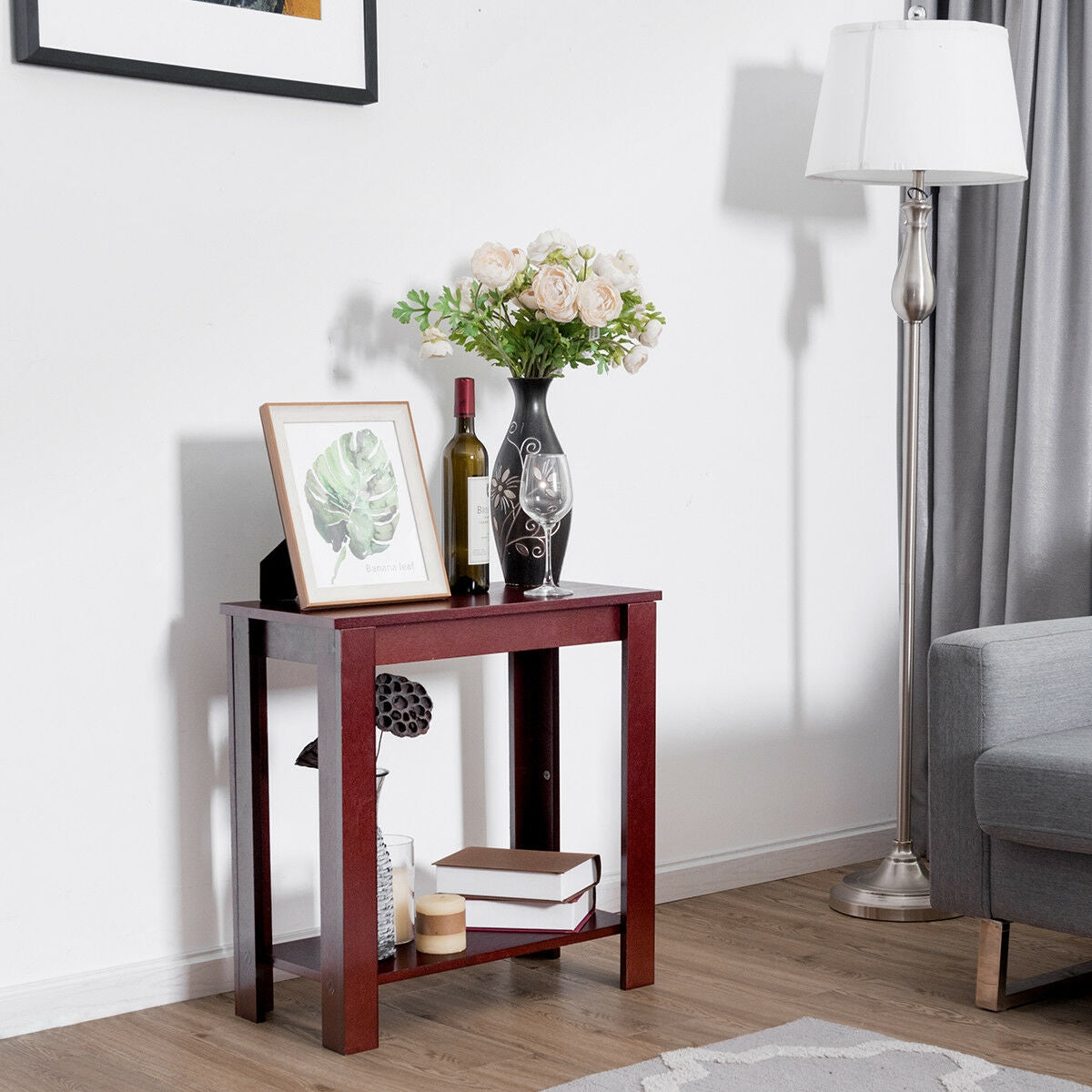 2-Tier Modern Compact End Table with Storage Shelf, Espresso End & Side Tables at Gallery Canada