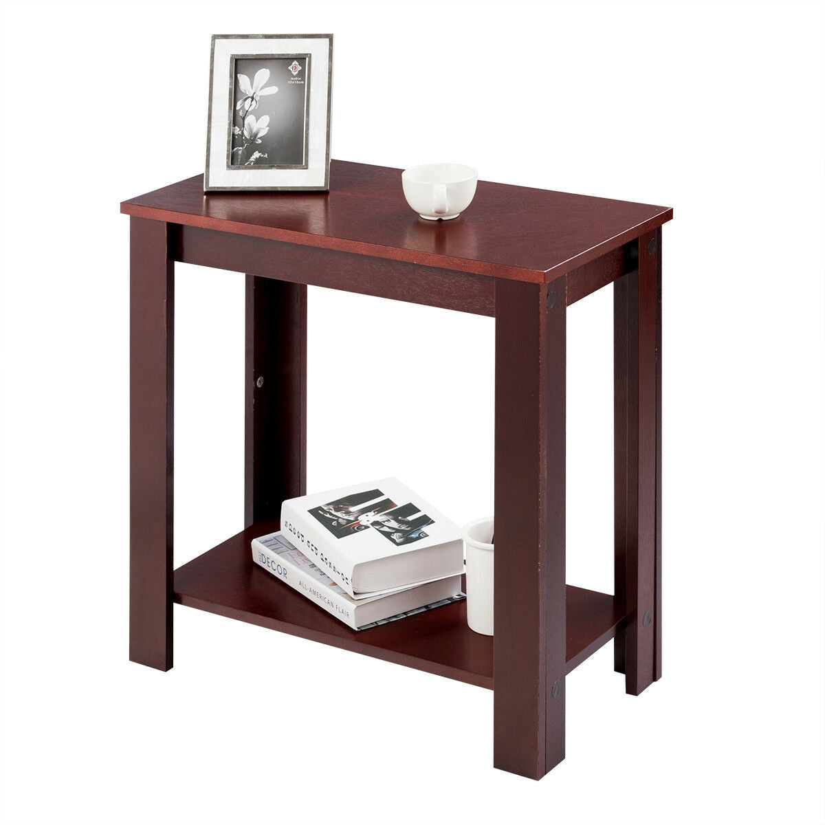 2-Tier Modern Compact End Table with Storage Shelf, Espresso End & Side Tables at Gallery Canada