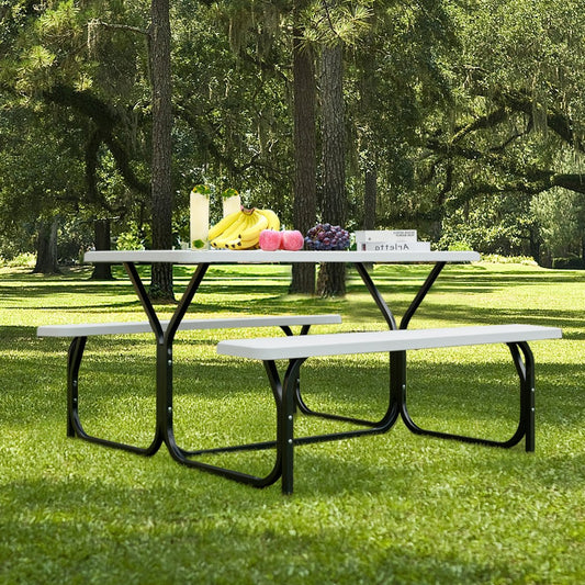 Picnic Table Bench Set for Outdoor Camping , White - Gallery Canada