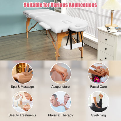 3 Fold Portable Adjustable Massage Table with Carry Case, White Spa & Salon at Gallery Canada