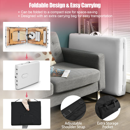 3 Fold Portable Adjustable Massage Table with Carry Case, White Spa & Salon at Gallery Canada