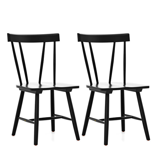 Windsor Style Armless Chairs with Solid Rubber Wood Frame, Black - Gallery Canada