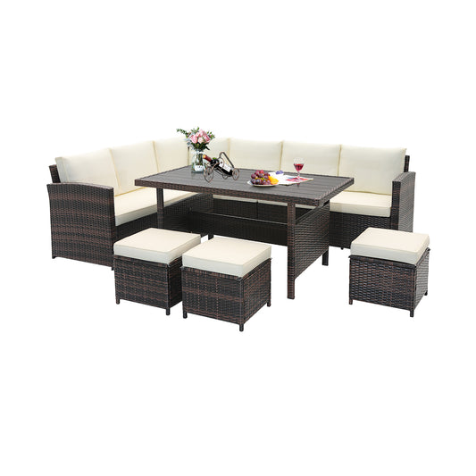 7 Piece Wicker Patio Furniture Set, White Patio Furniture Sets White at Gallery Canada