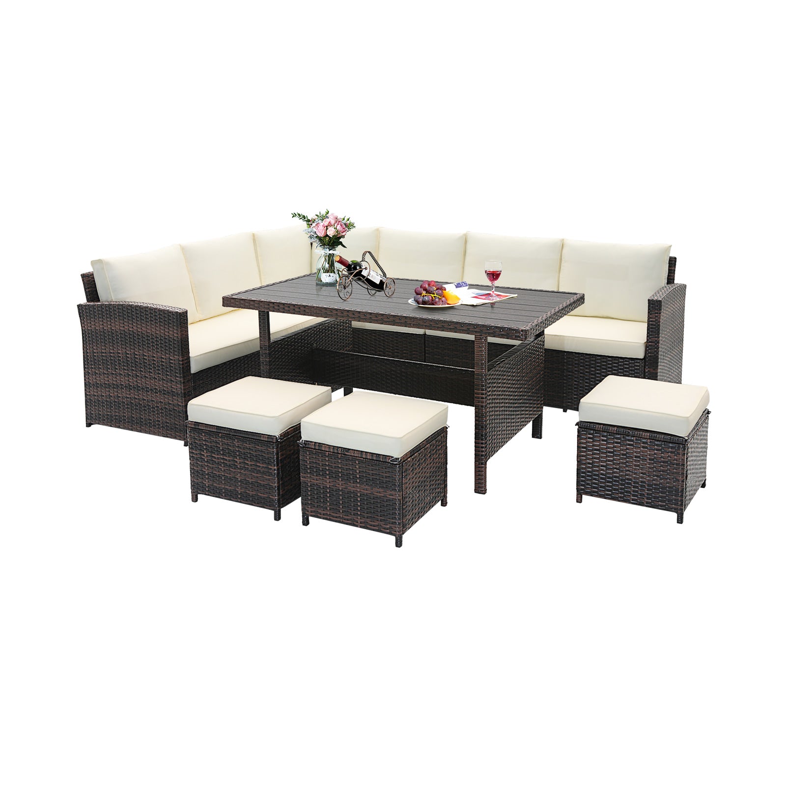 7 Piece Wicker Patio Furniture Set, White Patio Furniture Sets at Gallery Canada