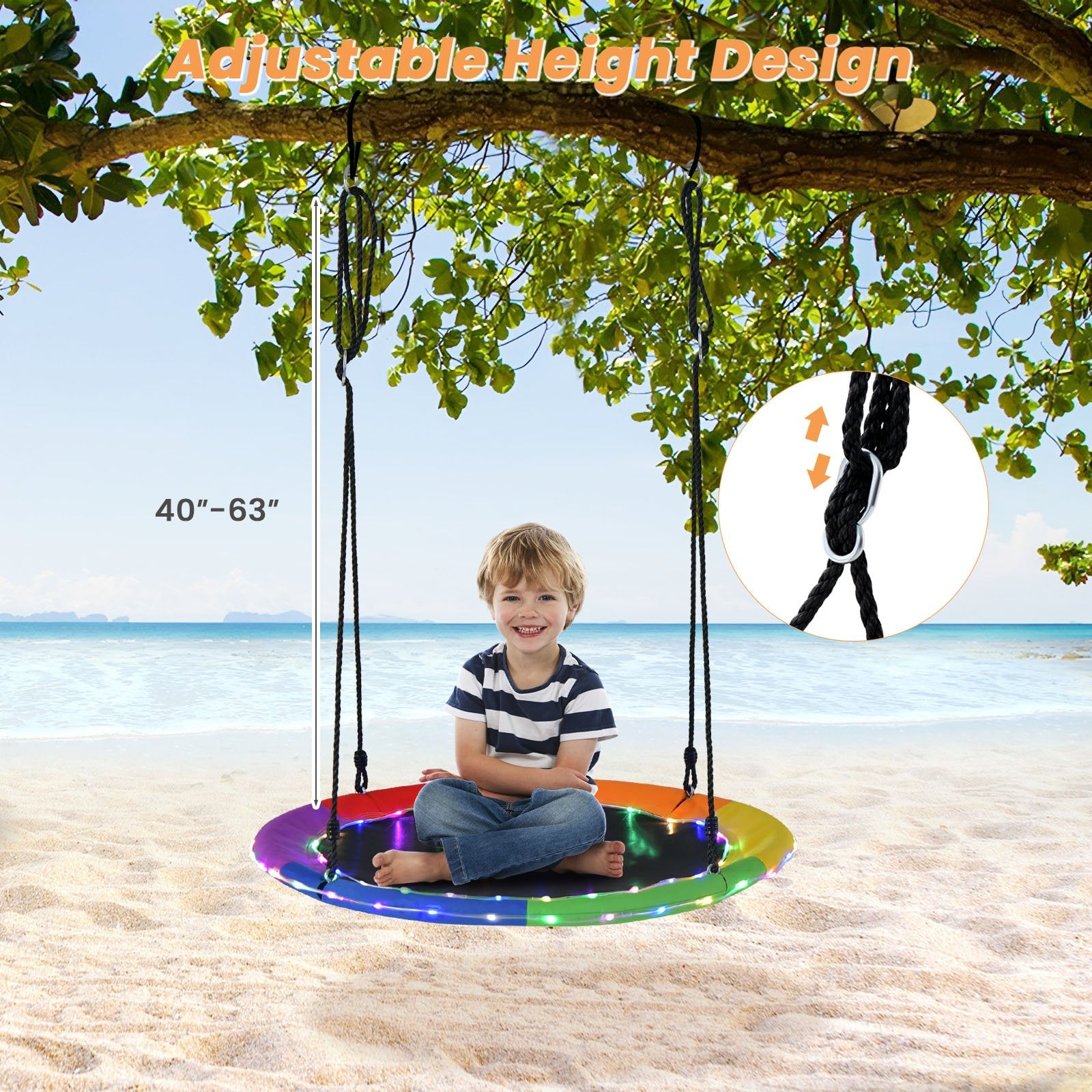 40 Inches Saucer Tree Swing for Kids and Adults, Multicolor at Gallery Canada