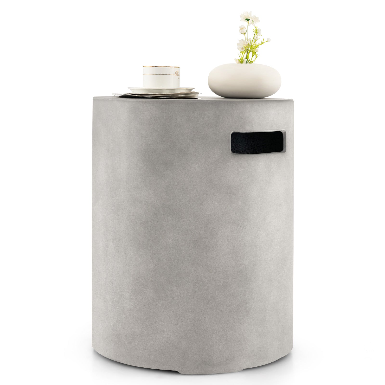 Outdoor Weather Resistant Tank Hideaway Table Fits Standard 20 LBS Propane Gas Tank for Fire Pits, Gray Fire Pit Tables Gray at Gallery Canada