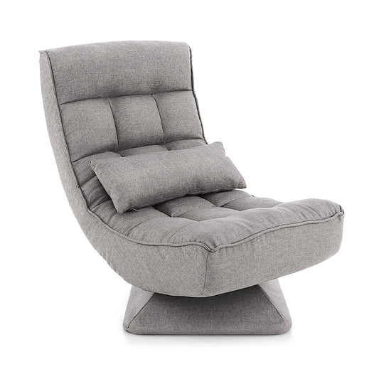 5-Level Adjustable 360° Swivel Floor Chair with Massage Pillow, Gray - Gallery Canada