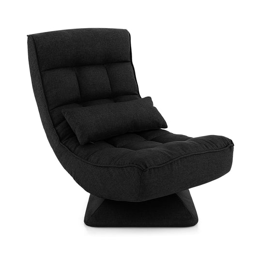 5-Level Adjustable 360° Swivel Floor Chair with Massage Pillow, Black - Gallery Canada