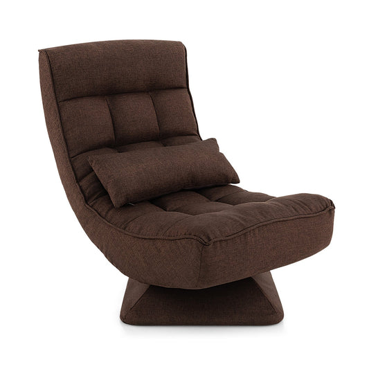 5-Level Adjustable 360° Swivel Floor Chair with Massage Pillow, Brown at Gallery Canada