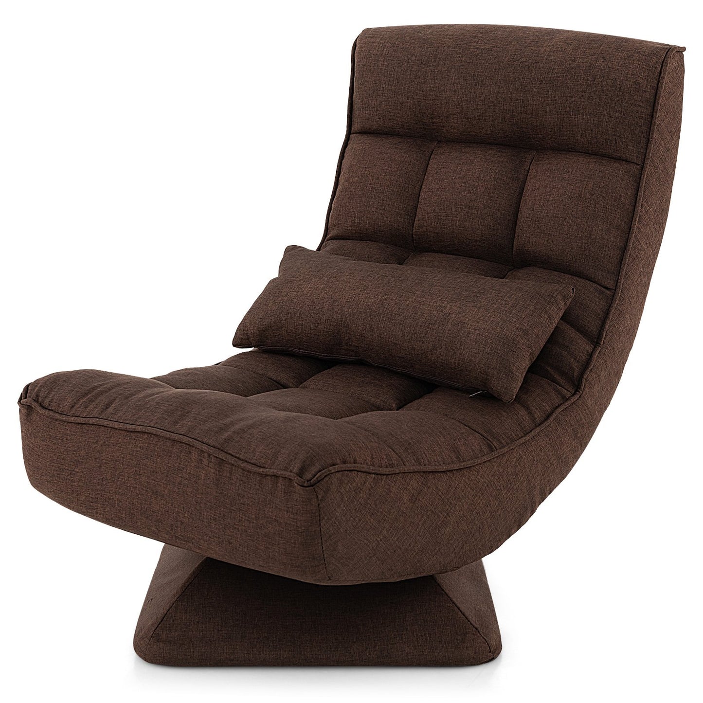 5-Level Adjustable 360° Swivel Floor Chair with Massage Pillow, Brown