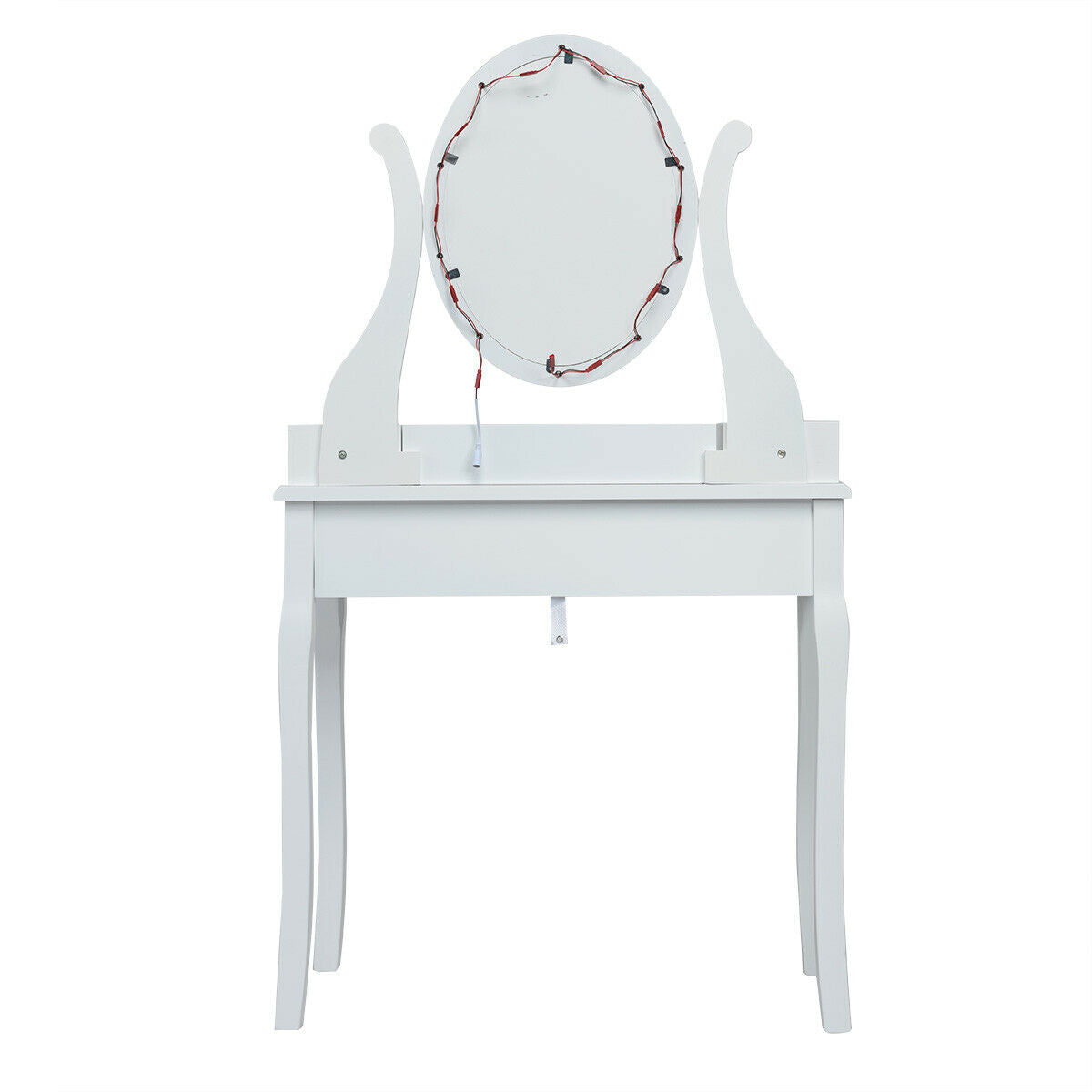 10 Dimmable Lights Vanity Table Set with Lighted Mirror and Cushioned Stool, White Makeup Vanities at Gallery Canada