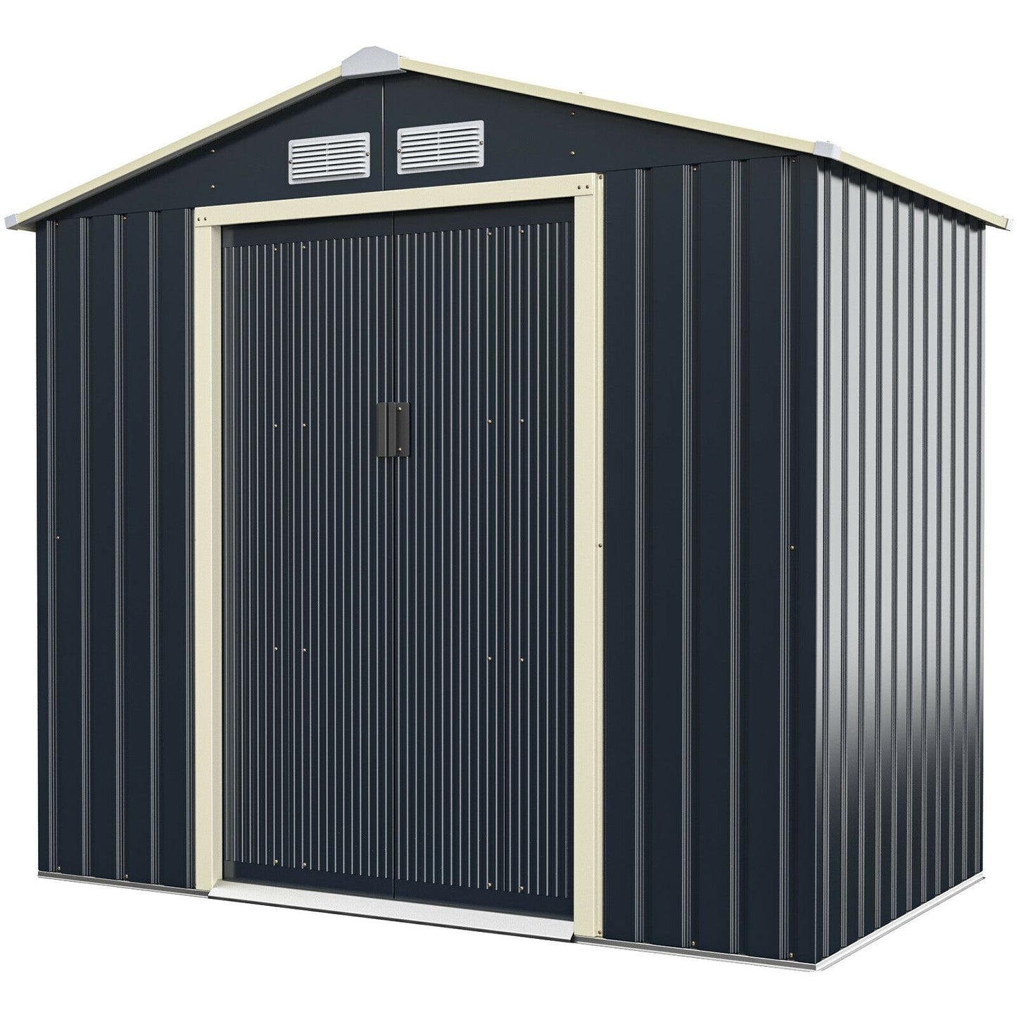 7 Feet x 4 Feet Metal Storage Shed with Sliding Double Lockable Doors, Gray Sheds & Outdoor Storage at Gallery Canada