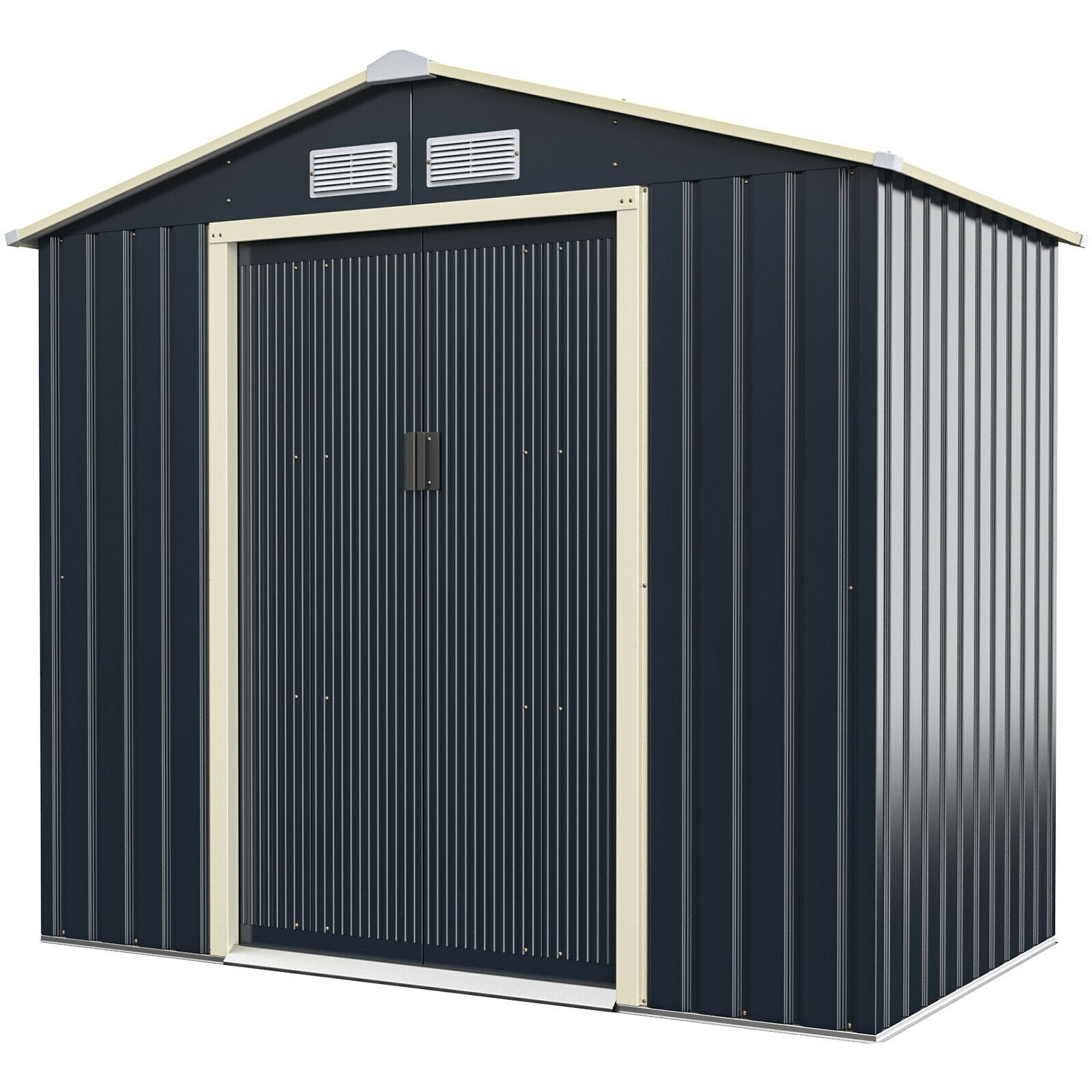 7 Feet x 4 Feet Metal Storage Shed with Sliding Double Lockable Doors, Gray Sheds & Outdoor Storage at Gallery Canada