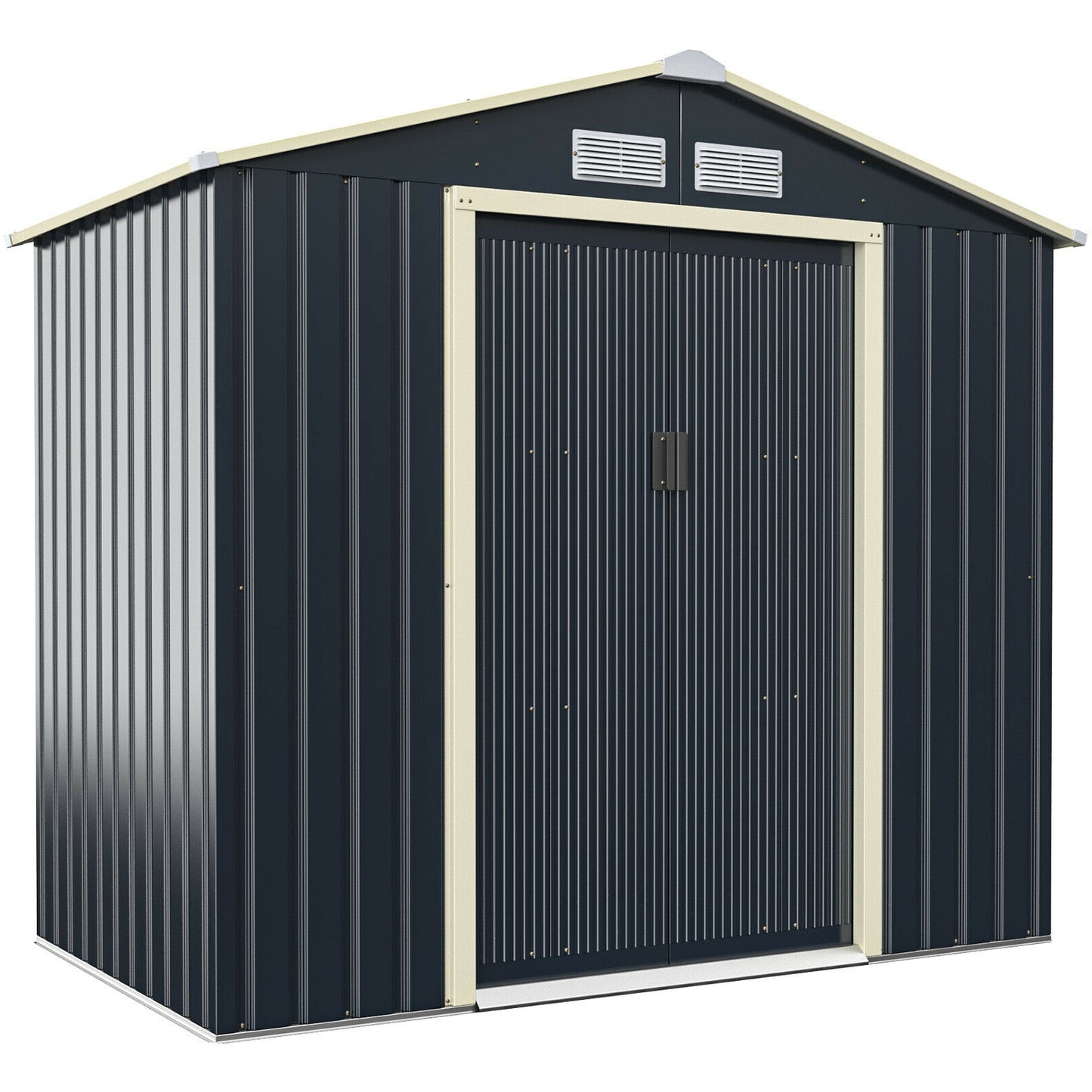 7 Feet x 4 Feet Metal Storage Shed with Sliding Double Lockable Doors, Gray Sheds & Outdoor Storage at Gallery Canada